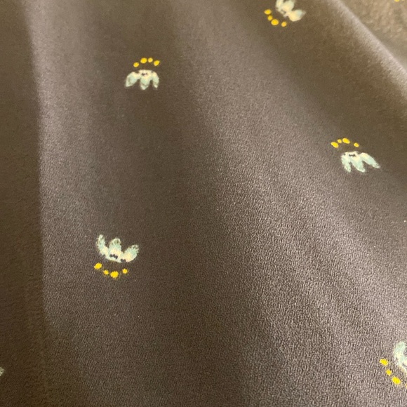 LOFT Navy Floral Split Neck Blouse - Picture 8 of 11